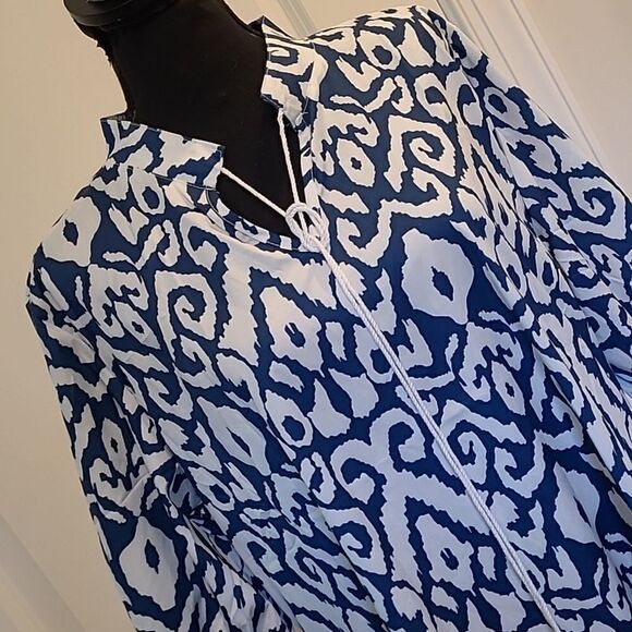 Maxie tiered 100% poly dress with neckline ties with tassels - Picture 2 of 10